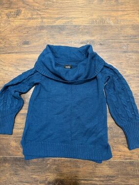 Mod|X Blue Cable Knit Off the Shoulder Sweater Size XS